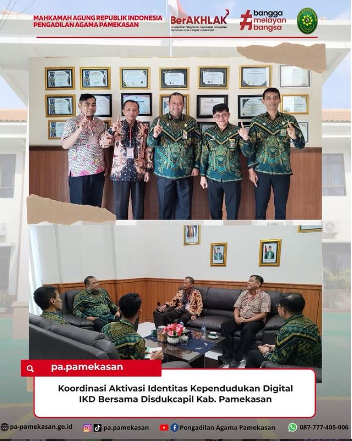 Pengadilan Agama Pamekasan Lakukan Koordinasi Aktivasi Identitas Kependudukan Digital IKD Bersama Disdukcapil